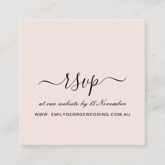 WEBSITE "RUSTIC BLUSH KRAFT FLORAL WEDSITE" UAWG QUADRATISCHE VISITENKARTE (Rückseite)