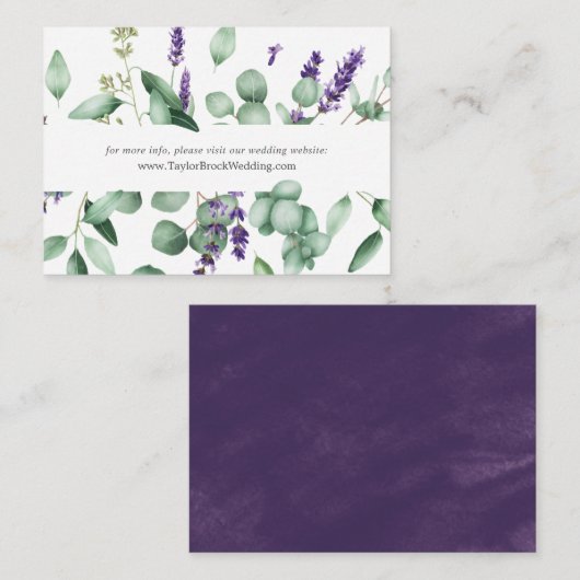 Website Rustic Lavender & Eucalyptus Wedding Begleitkarte (Vorne/Hinten)