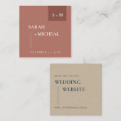 WEBSITE SCANDI TERRACOTTA RUST MONOGRAM WEDING QUADRATISCHE VISITENKARTE (Vorne/Hinten)