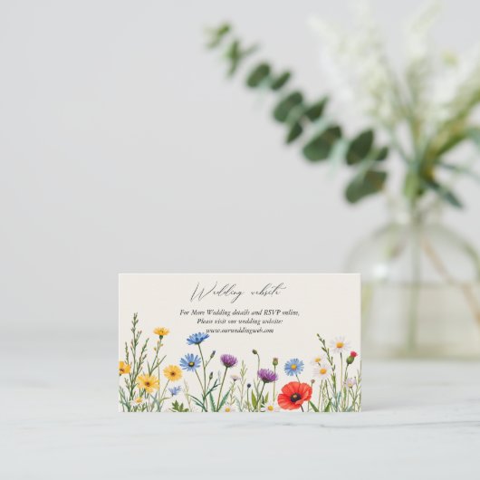Website Spring Wild Blume Meadow Wedding Begleitkarte (Stehend Vorderseite)