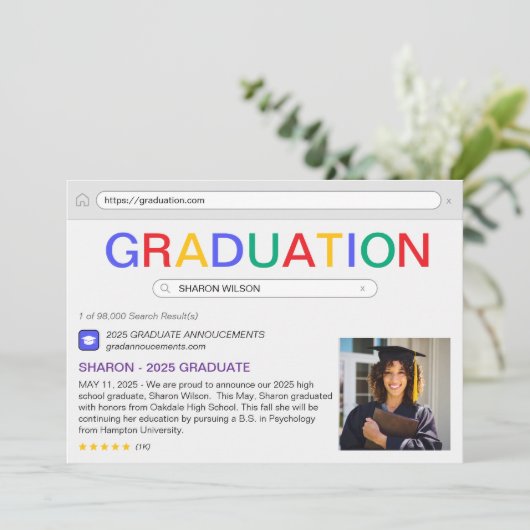 Website-Suchergebnis-Abschluss Ankündigung (Stehend Vorderseite)