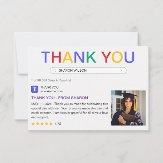 Website-Suchergebnis Dankeskarte (Vorderseite)