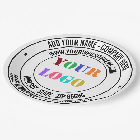 Website-Teller für benutzerdefinierte Textbenennun Pappteller (Schrägansicht)