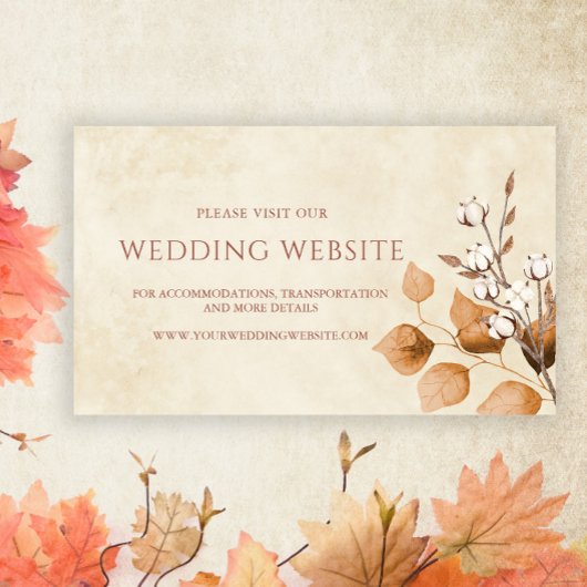 Website Terracotta Autumn Leaves Boho Hochzeit im  Begleitkarte
