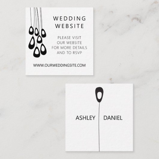 Website Tiny Peacock Stylized Modern Wedding Begleitkarte (Vorne/Hinten)