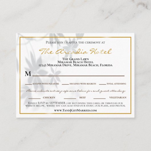 Website Tropical Leaf Shadow Empfang Dinner UAWG Begleitkarte (Rückseite)