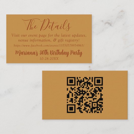 Website-Umschließungskarte für Ereignis-Details zu Begleitkarte (Vorne/Hinten)