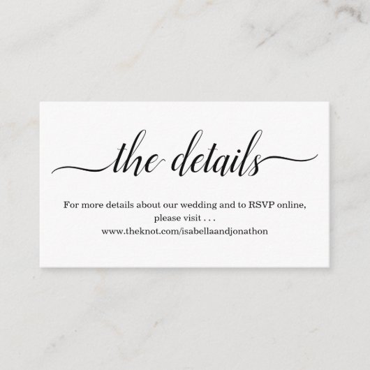 Website-Umschließungskarte für Hochzeitdetails - E Begleitkarte (Vorderseite)