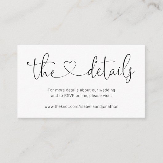 Website-Umschließungskarte für Hochzeitdetails - E Begleitkarte (Vorderseite)