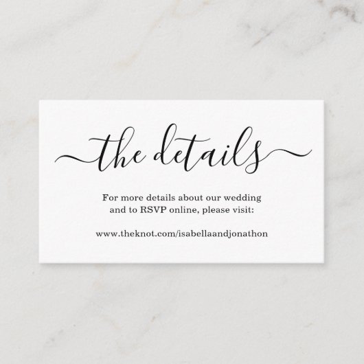 Website-Umschließungskarte für Hochzeitdetails - E Begleitkarte (Vorderseite)