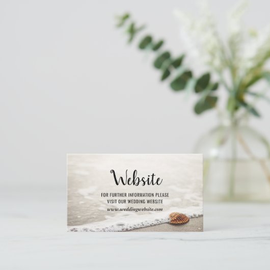 Website von Beach Waves Wedding Begleitkarte (Stehend Vorderseite)