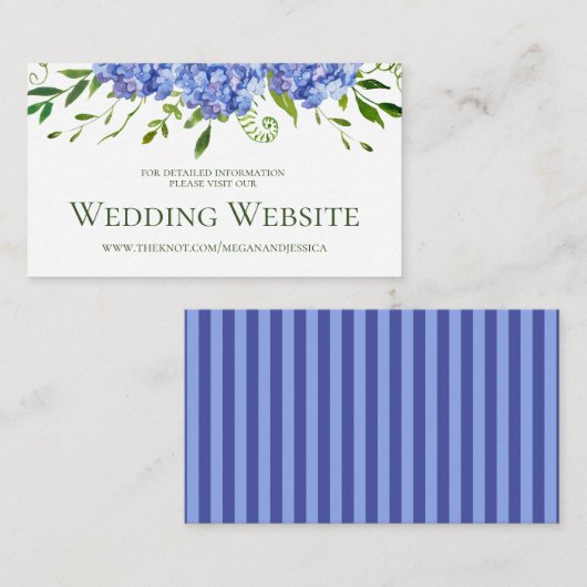 Website von Blue Hydrangeas Wedding Begleitkarte (Vorne/Hinten)
