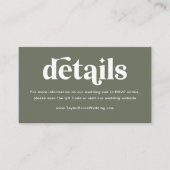 Website von Boho Retro Sage Green Wedding Begleitkarte (Vorderseite)