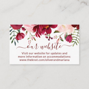 Website von Burgundy Pink und Floral Begleitkarte