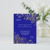 Website von Chic Blue Gold Wedding Invitation UAWG Postkarte (Stehend Vorderseite)