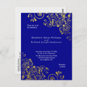 Website von Chic Blue Gold Wedding Invitation UAWG Postkarte (Vorne/Hinten)