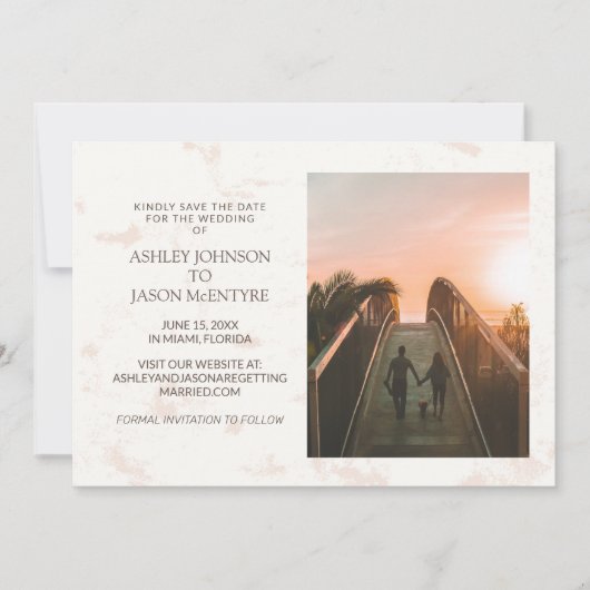 Website von Cream Tan Wedding Foto Save The Date (Vorderseite)