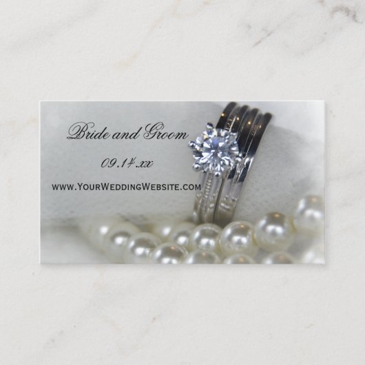 Website von Diamond Rings and Pearls Wedding Begleitkarte (Vorderseite)