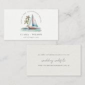 Website von Dusky Aquamarin Sailboat Palm Seascape Begleitkarte (Vorne/Hinten)
