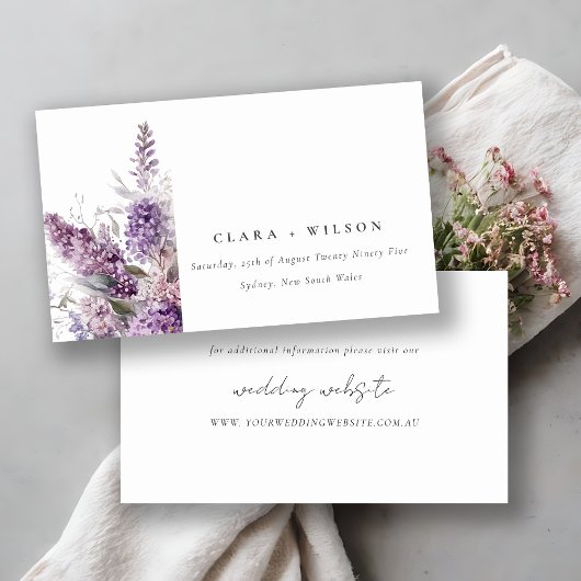 Website von Dusky Lilac Green Hütte Floral Wedding Begleitkarte