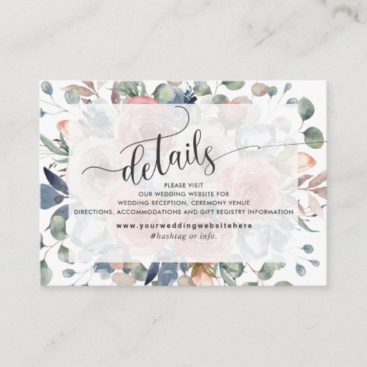 Website von Dusty Blue and Greenery / Details Begleitkarte (Vorderseite)