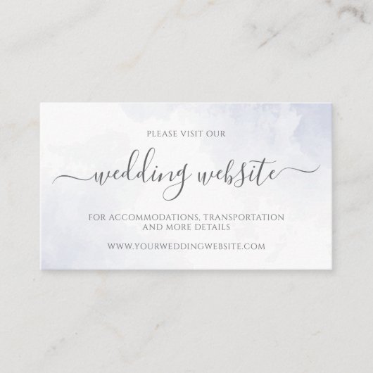 Website von Dusty Blue and Navy Floral Elegant Wed Begleitkarte (Vorderseite)