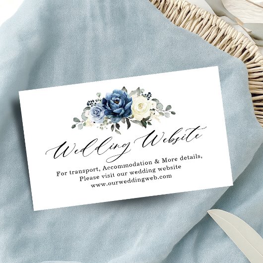 Website von Dusty Blue Navy Champagne Ivory Weddin Begleitkarte