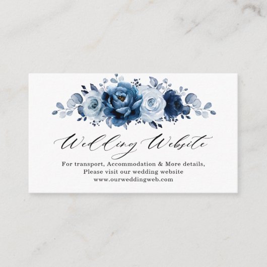 Website von Dusty Blue Slate Navy, Blumengestein Begleitkarte (Vorderseite)