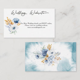 Website von Dusty Blue White Gold Floral Wedding Begleitkarte