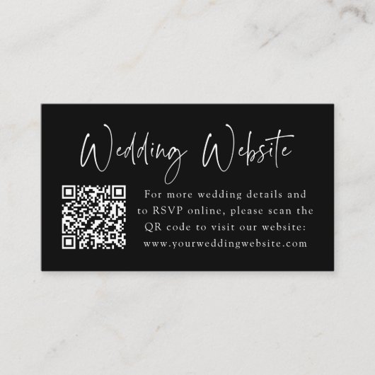 Website von Eleganto Moon and Stars Black Wedding Begleitkarte (Vorderseite)