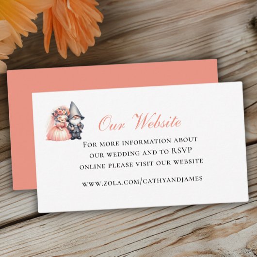 Website von Garden Gnome Woodland Orange Wedding Begleitkarte