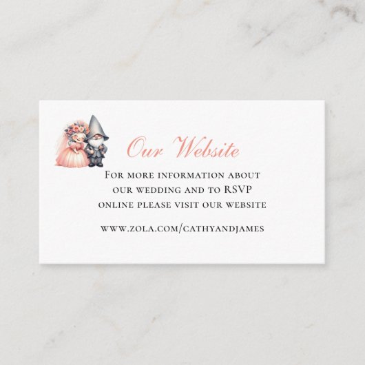 Website von Garden Gnome Woodland Orange Wedding Begleitkarte (Vorderseite)