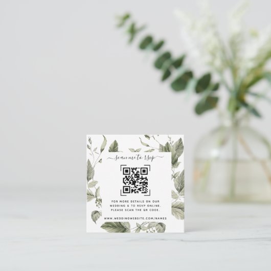 Website von Greenery Wedding | QR-Code Begleitkarte (Stehend Vorderseite)