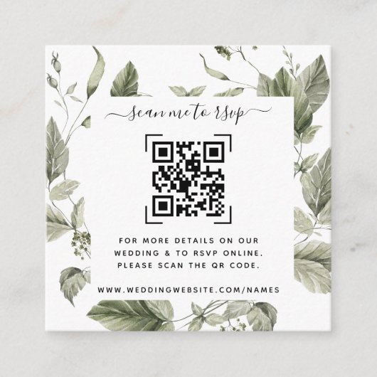 Website von Greenery Wedding | QR-Code Begleitkarte (Vorderseite)
