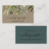 WEBSITE VON KRAFT GREEN FOLIAGE WATERCOLOR WEDING VISITENKARTE (Vorne/Hinten)
