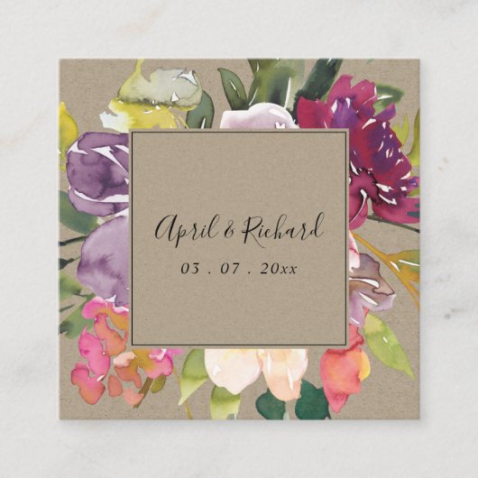 WEBSITE VON KRAFT YELLOW BLUSH BURGUNDY FLORAL WED QUADRATISCHE VISITENKARTE (Vorderseite)