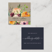 WEBSITE VON KRAFT YELLOW ORANGE FLORA BUNCH WEDING QUADRATISCHE VISITENKARTE (Vorne/Hinten)