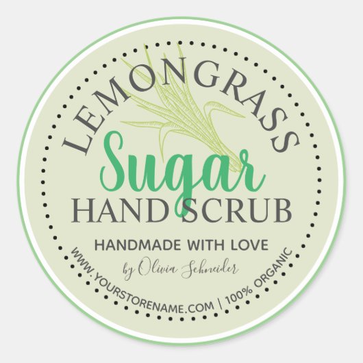 Website von Lemongrass Sugar Scrub Runder Aufkleber (Vorderseite)