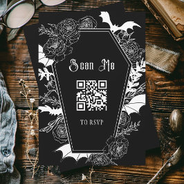 Website von Moody Black Gothic Wedding QR Code RSVP Karte