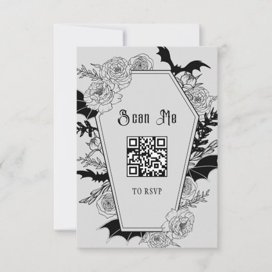 Website von Moody Gothic Gray Wedding QR Code RSVP Karte (Vorderseite)