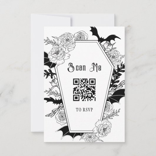 Website von Moody Gothic Wedding QR Code RSVP Karte (Vorderseite)
