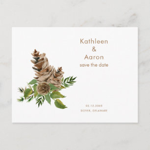 Website von Pine Cones Wedding Save the Date Ankündigungspostkarte