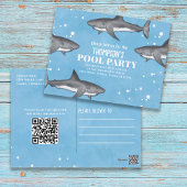 Website "Whimsical Pool Party Sharks QR Code" Postkarte
