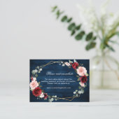 Website zu Burgundy Navy Blush Floral Geometric Begleitkarte (Stehend Vorderseite)