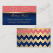 Website zu Coral und Navy Blue Gold Hearts Begleitkarte (Vorne/Hinten)