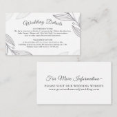 Website zu eleganten Silver Botanical Wedding Deta Begleitkarte (Vorne/Hinten)