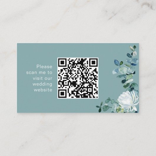 Website zu Eleganteukalyptus & White Blume QR Code Begleitkarte (Rückseite)