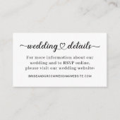 Website zu modernen Heart Script-Hochzeiten Begleitkarte (Vorderseite)