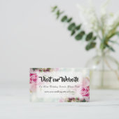 Website zu Pink Floral Rose & Peony Wedding Begleitkarte (Stehend Vorderseite)