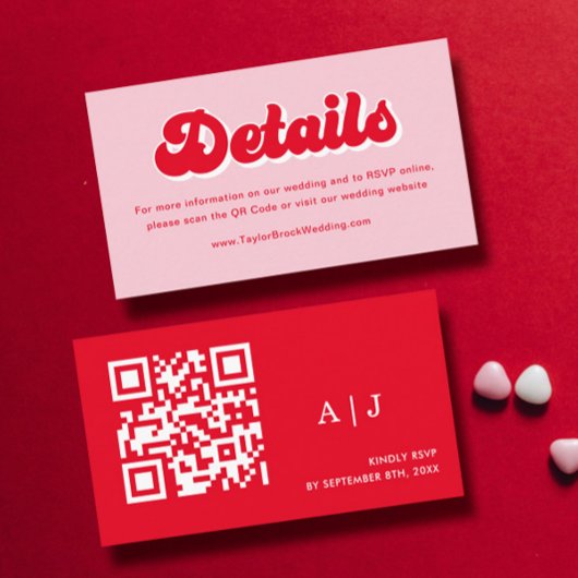 Website zu Retro-Rosa- und Roten Hochzeiten Begleitkarte